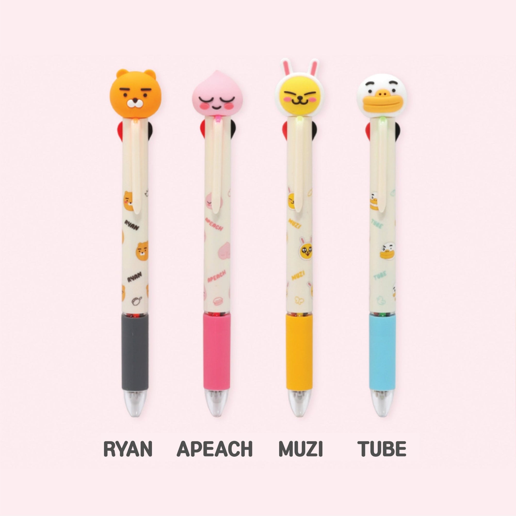 KAKAO FRIENDS 3D Toy 4 Colors Figure 4-in-1 Retractable Multicolor Ballpoint Pens - SkoopMarket