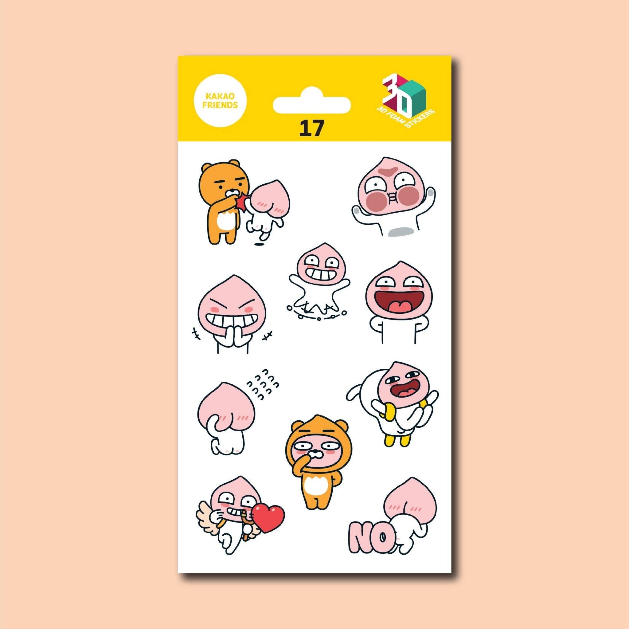 Kakao Friends 3D Stickers Iron on Decals Patches Stickers Design #04
