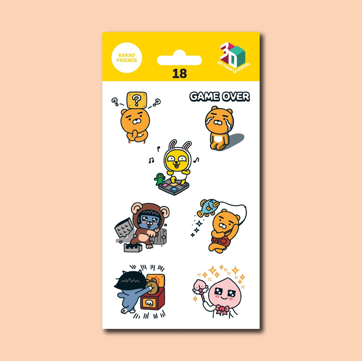 Kakao Friends 3D Stickers Iron on Decals Patches Stickers